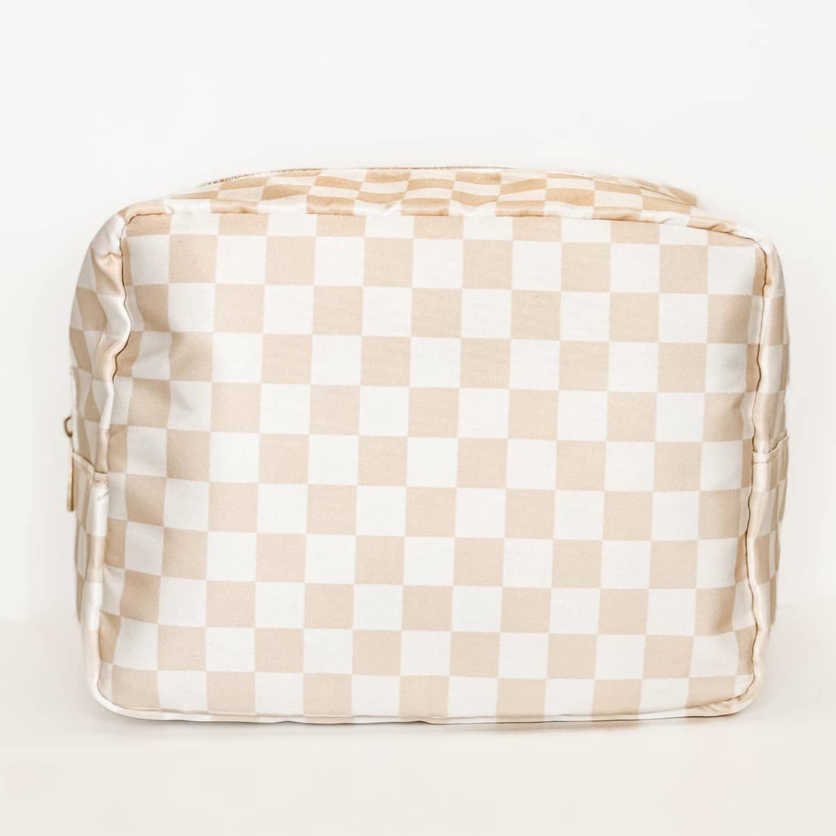 Cream and White Checkered Bags: Medium