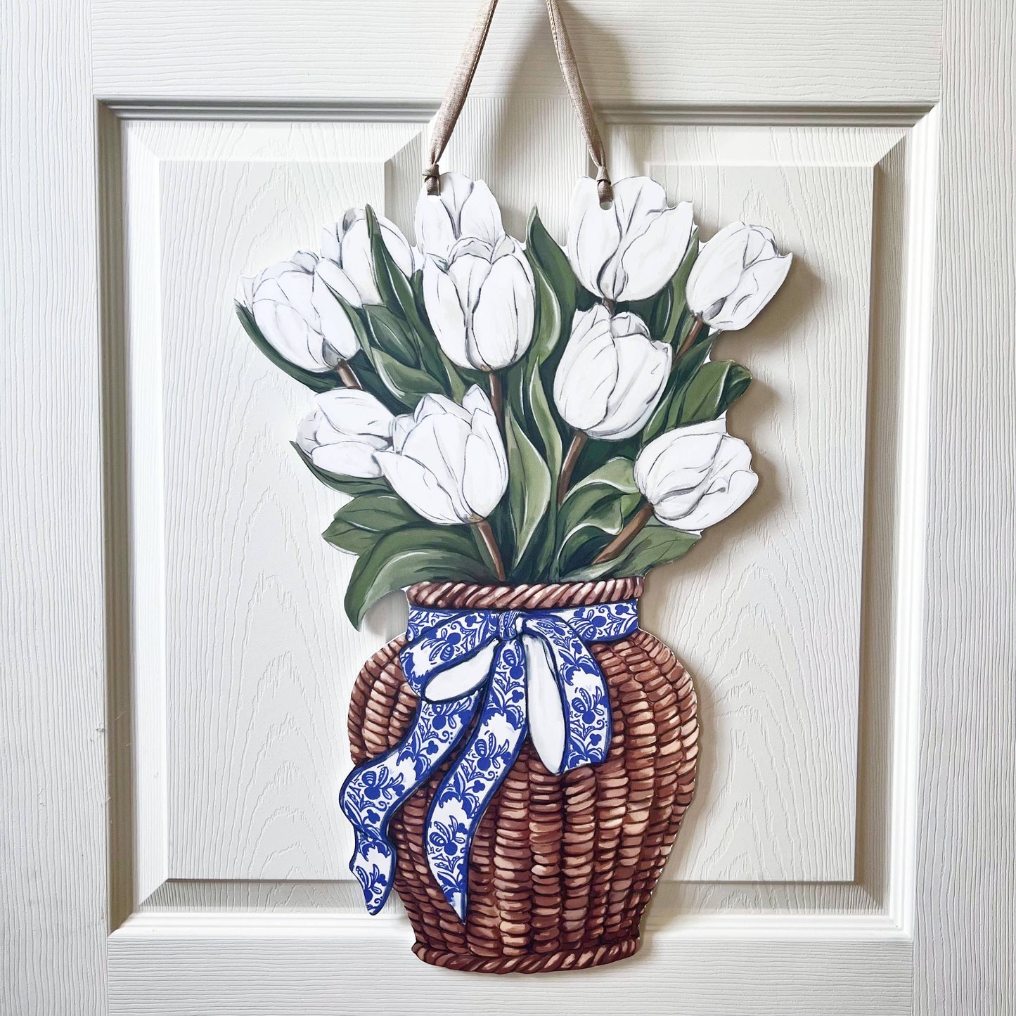 White Tulips Door Hanger