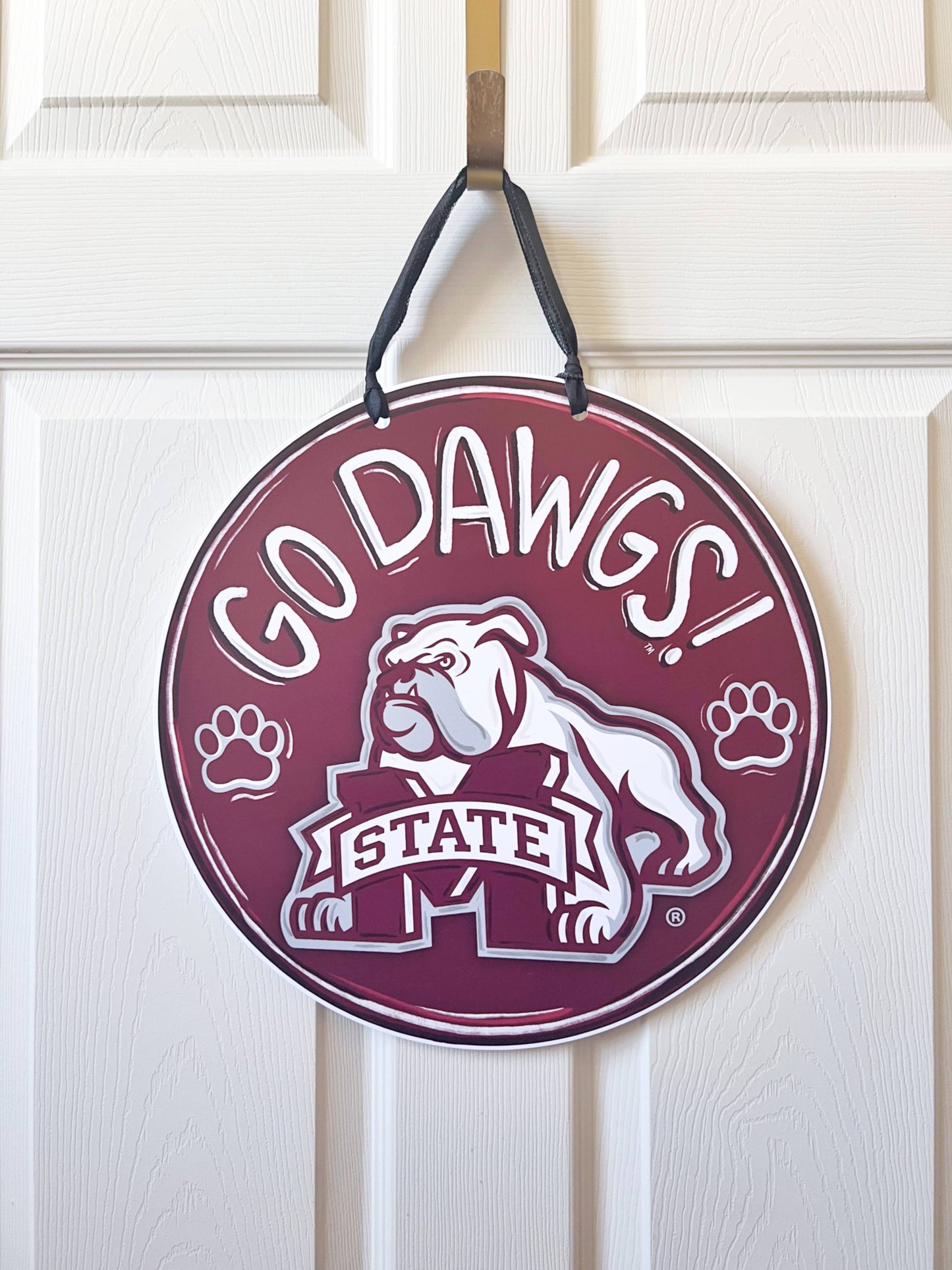 Mississippi Bulldogs Round Door Hanger