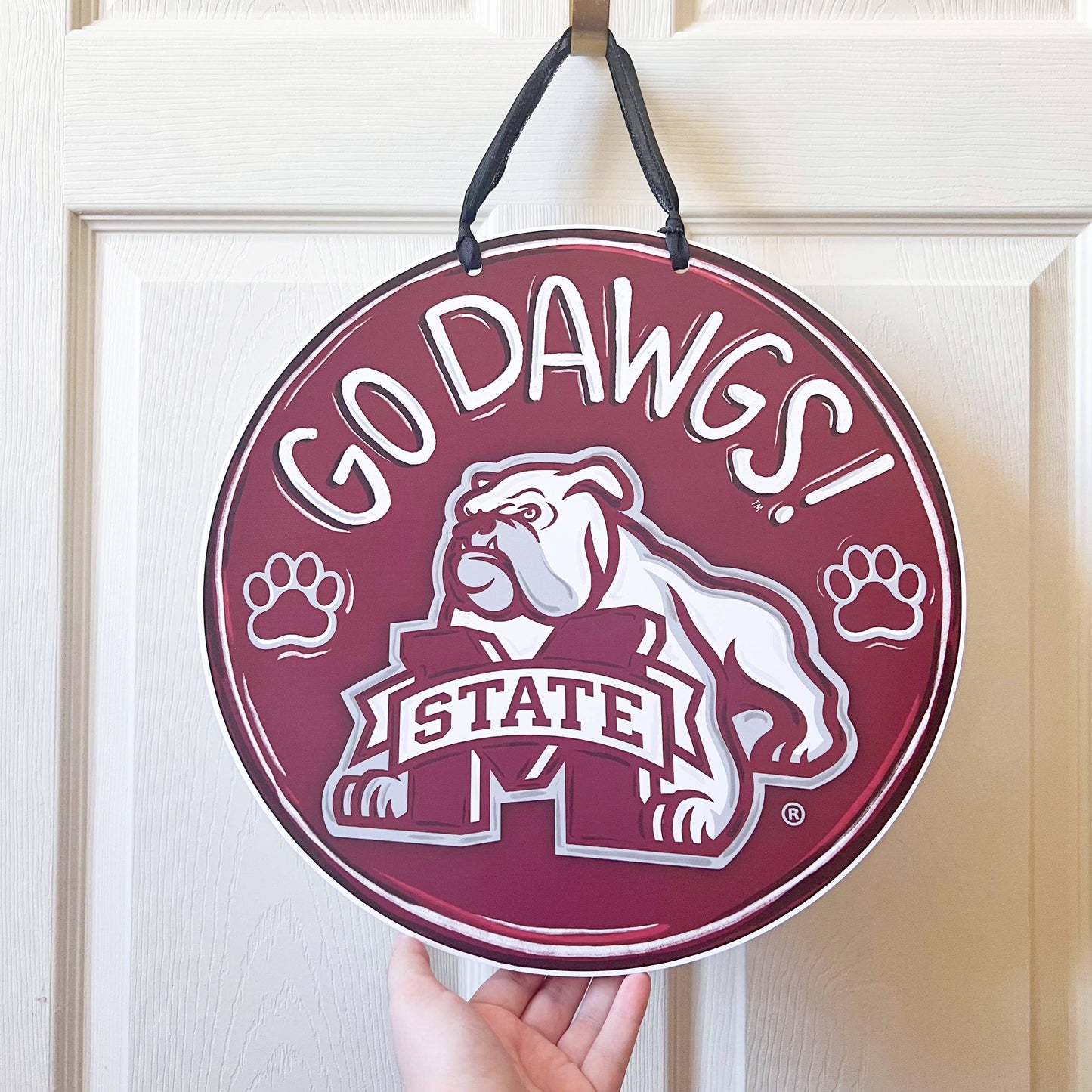 Mississippi Bulldogs Round Door Hanger