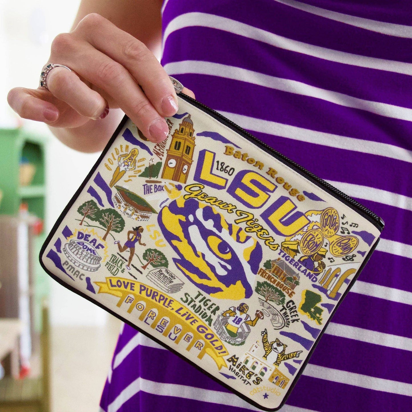 Louisiana State University (LSU) Collegiate Zip Pouch