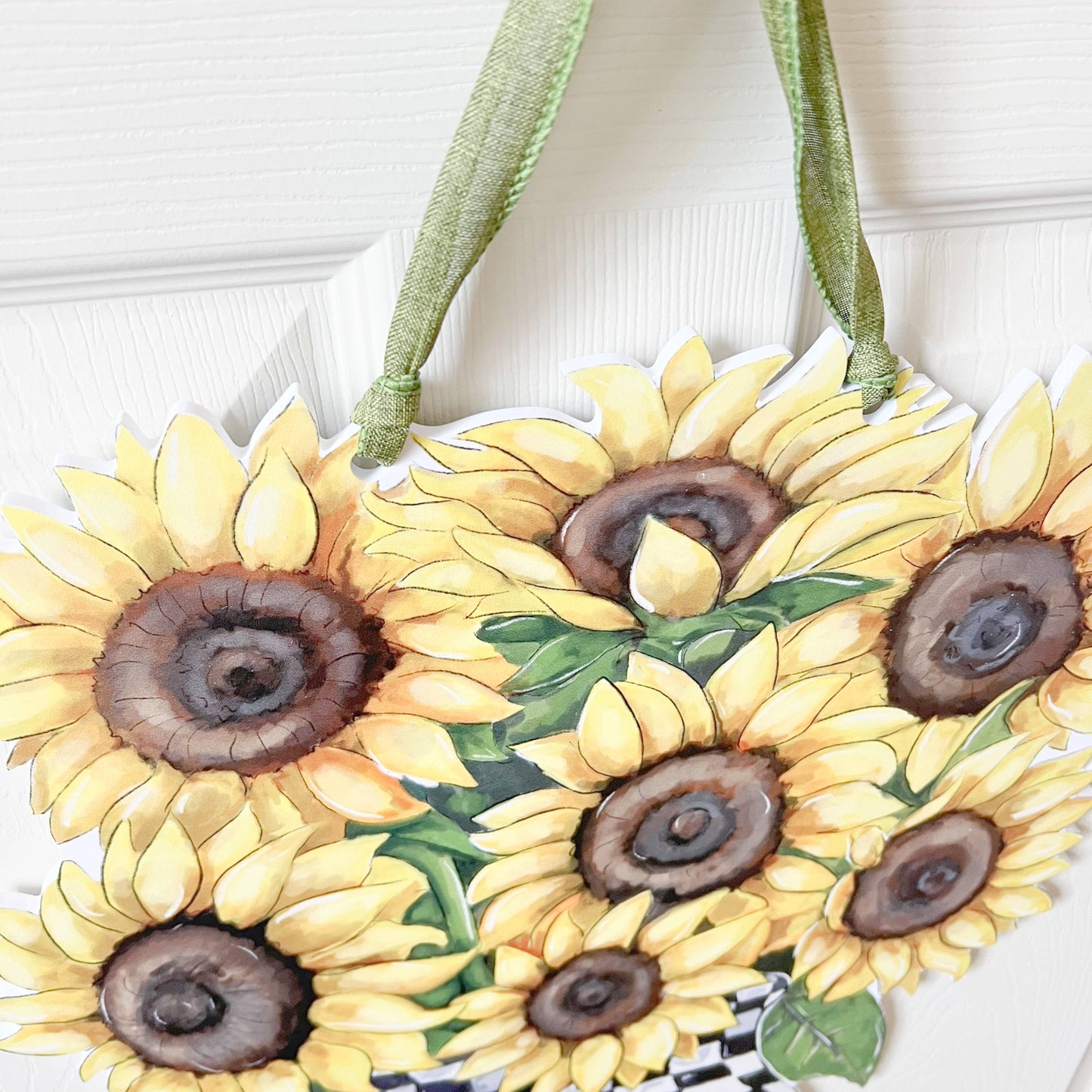 Sunflower Check Vase Door Hanger