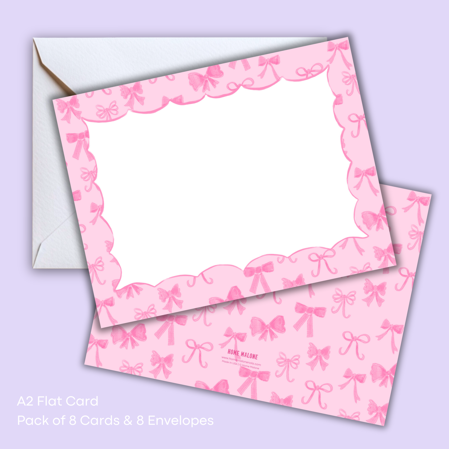 Pink Bows - 8 Notecard Set