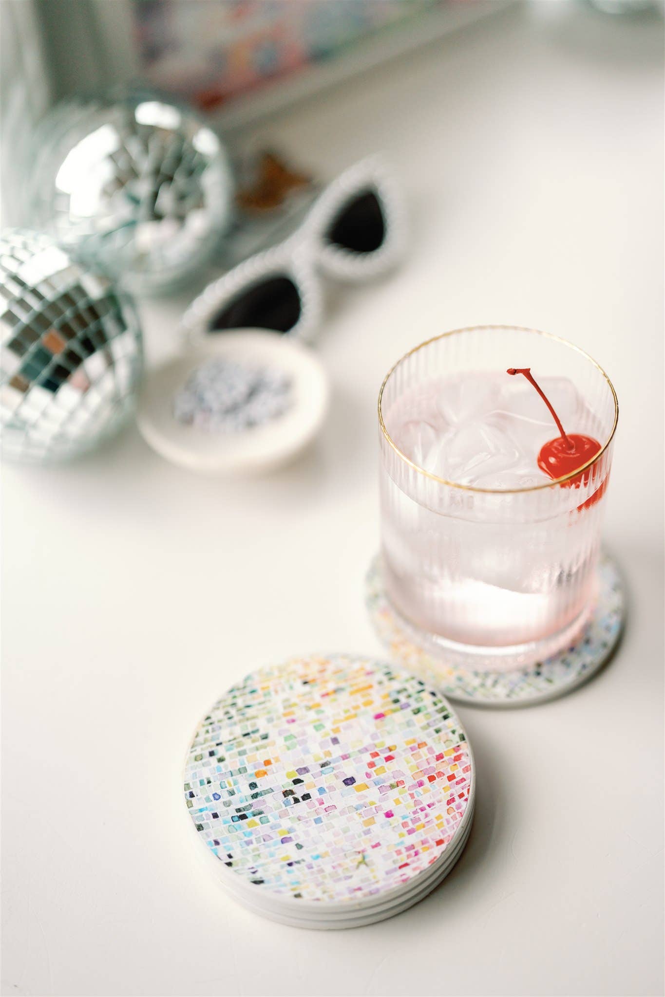 Ceramic Disco Ball Coaster Pack