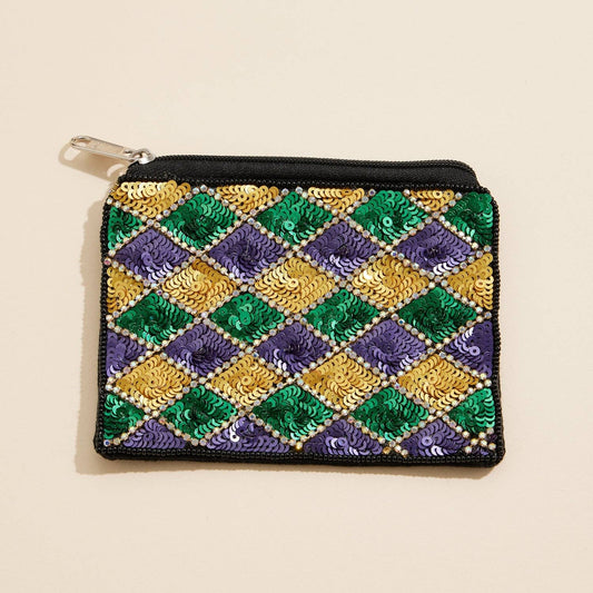 Mardi Gras Harlequin Sequin Pouch