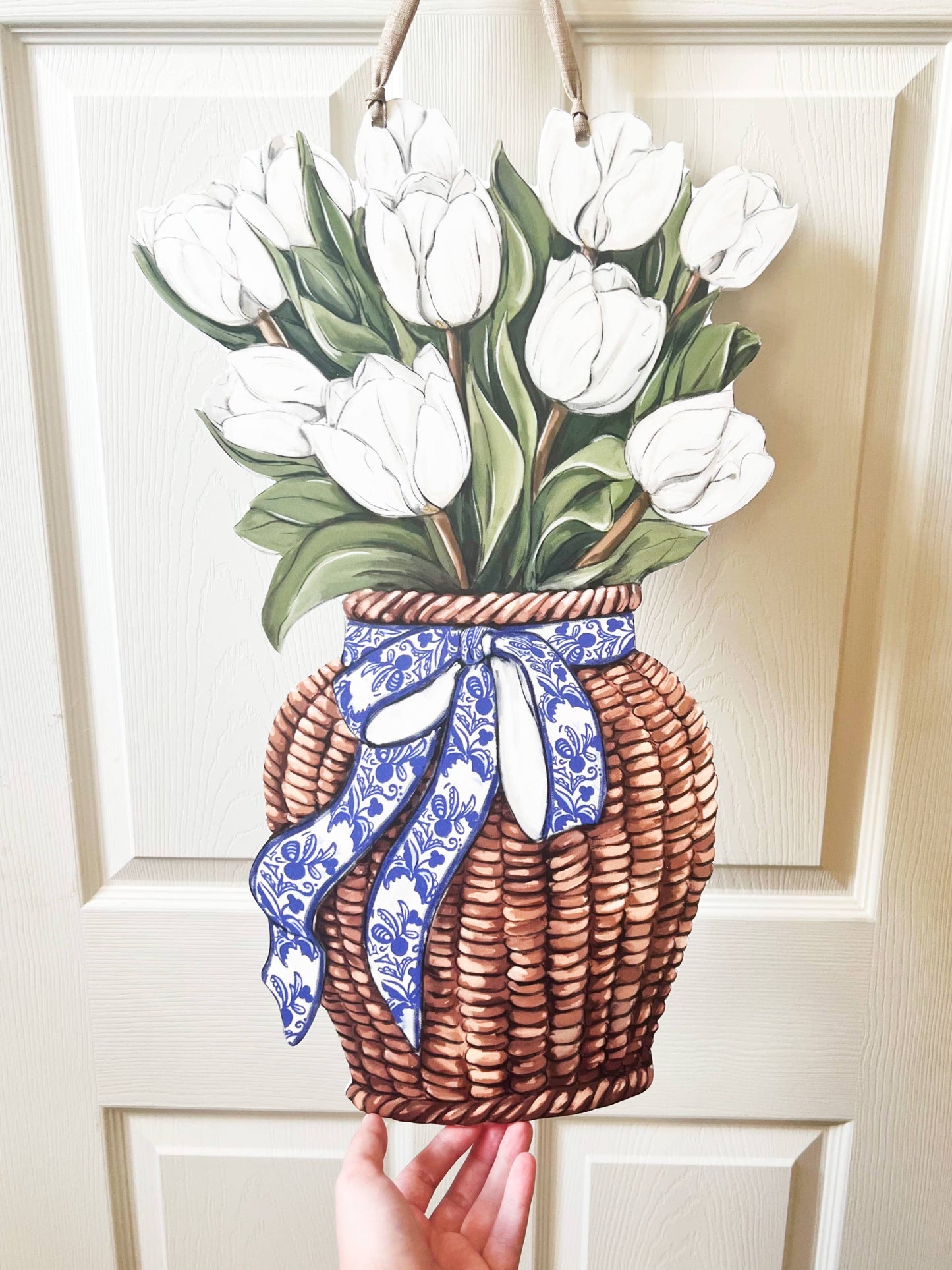 White Tulips Door Hanger