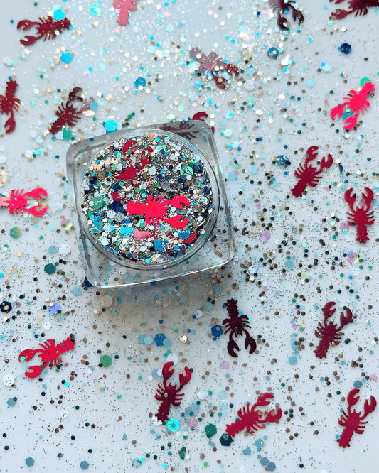 Crawfish Boil Teal Gold and White Face and Glitter Gel