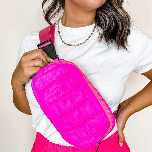 Puff Quilted Bum Bag - Pink