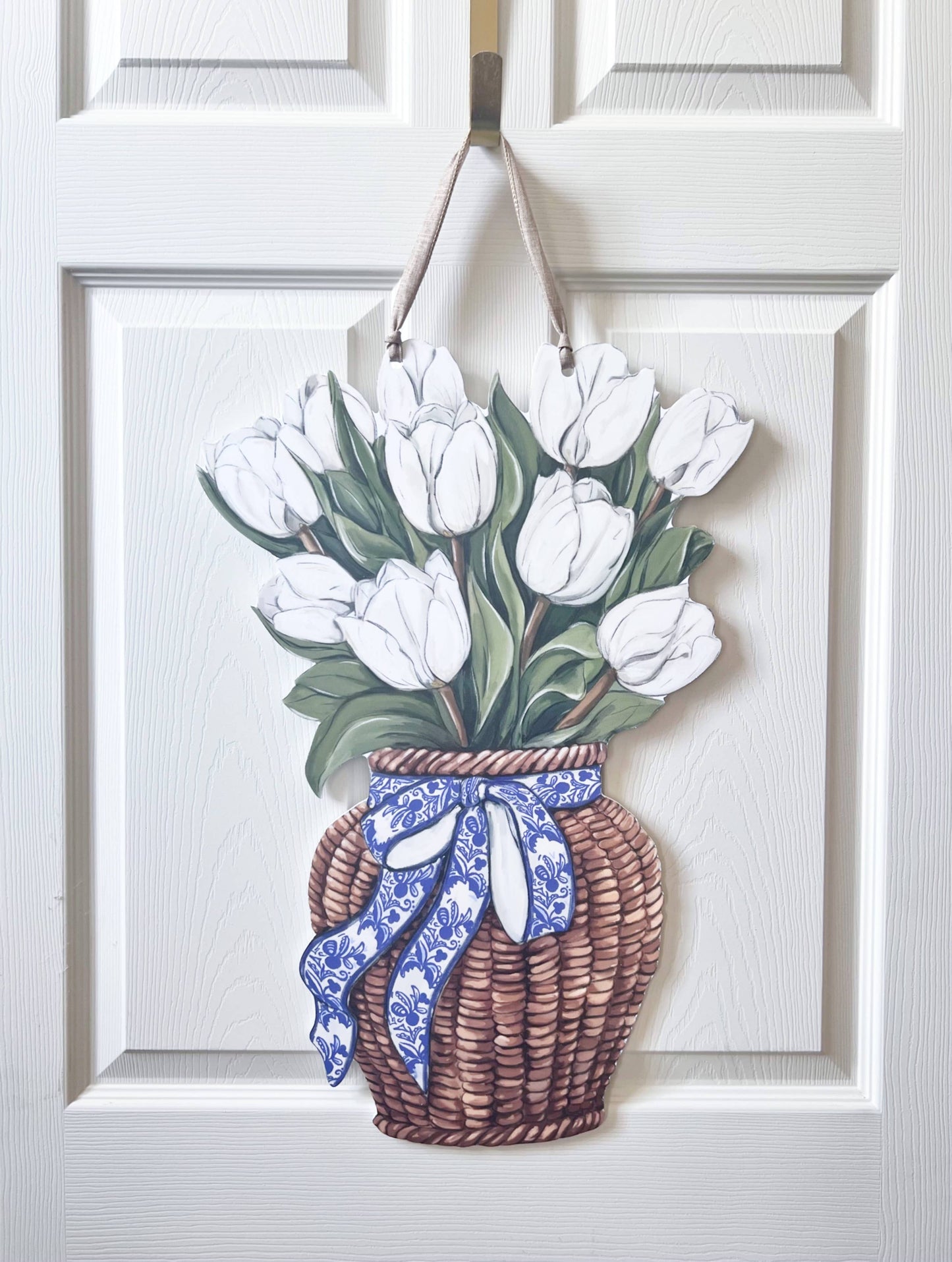 White Tulips Door Hanger