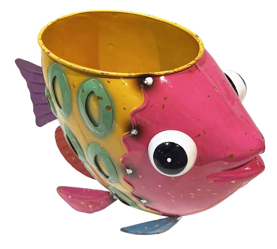 Metal Dotted Fish Planter