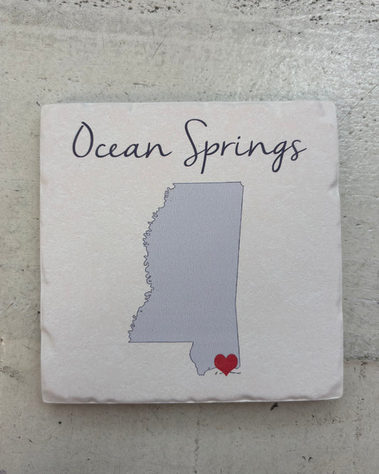 Mississippi Silhouette Heart Coaster