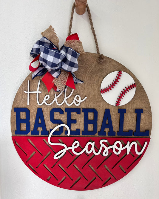 Baseball Season Wooden Door Hanger