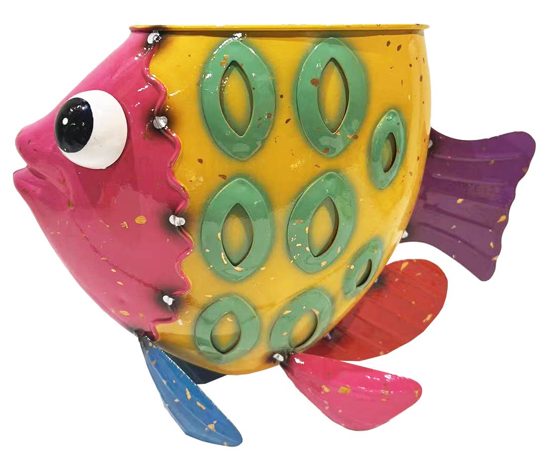 Metal Dotted Fish Planter