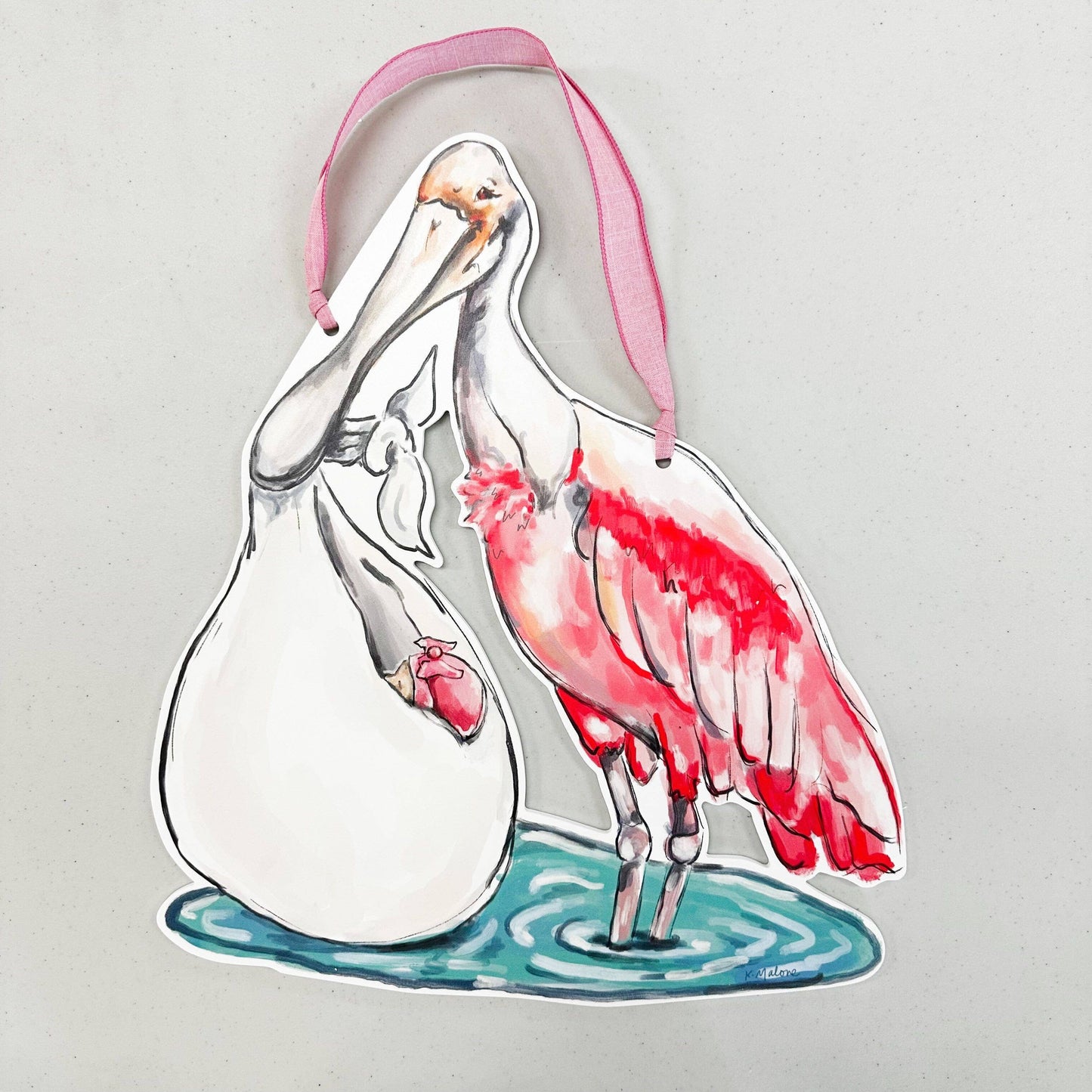 It's A Girl Spoonbill Door Hanger