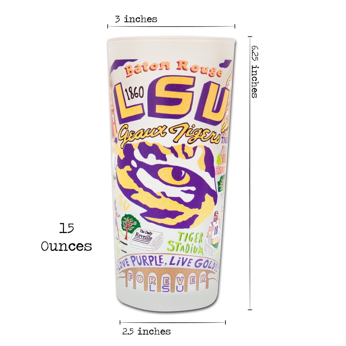 Louisiana State University (LSU) Collegiate Drinking Glass