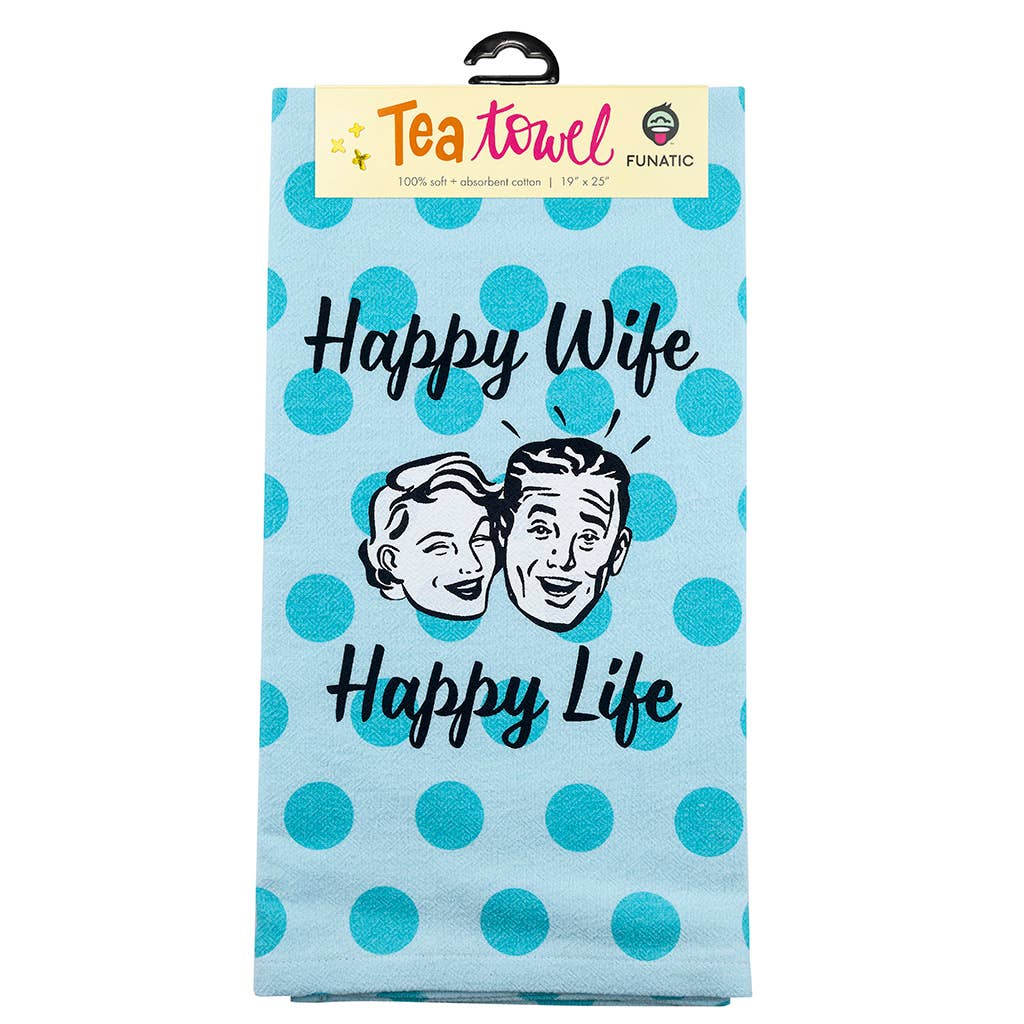 Happy Wife Happy Life Tea Towel