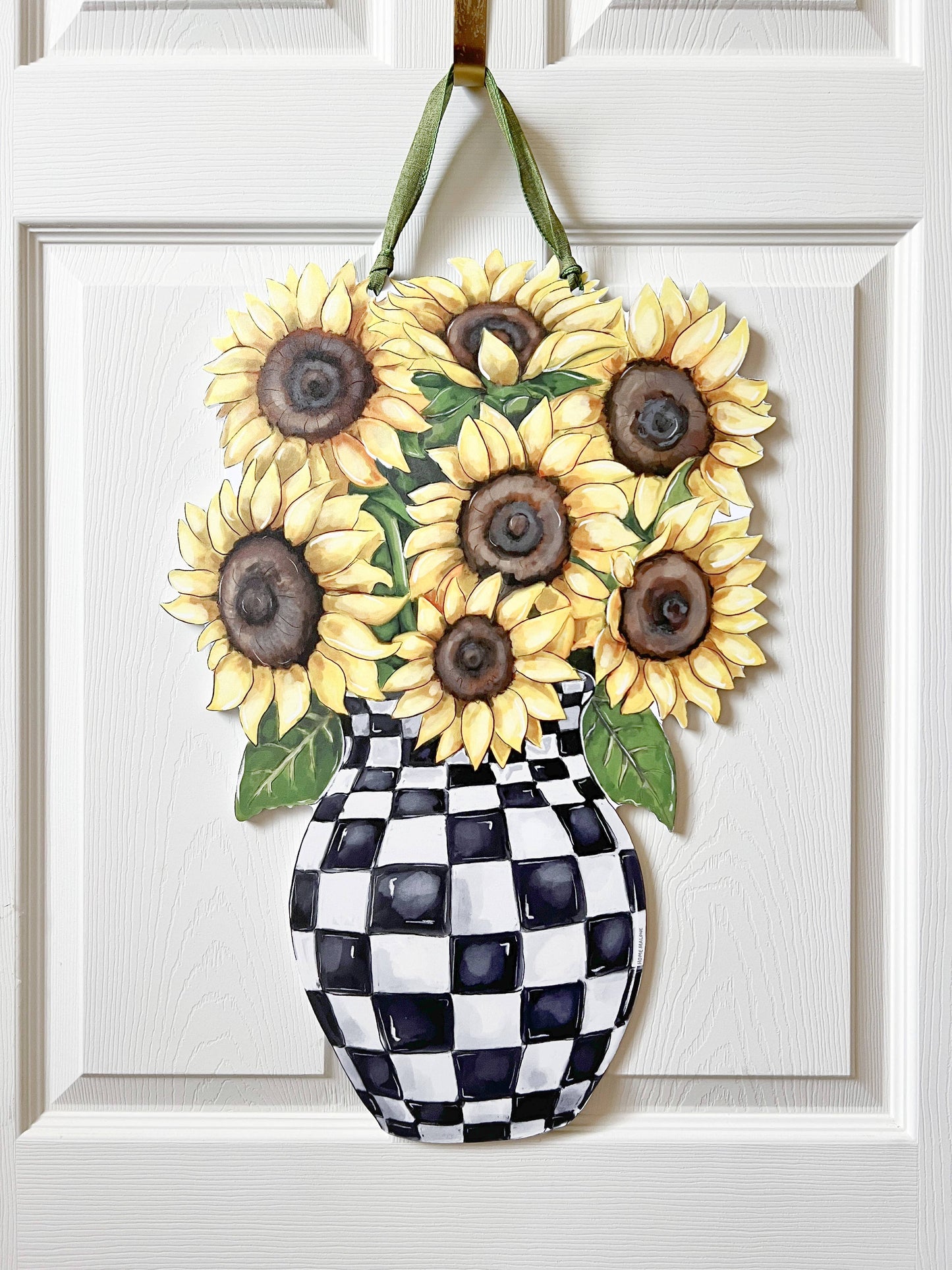 Sunflower Check Vase Door Hanger