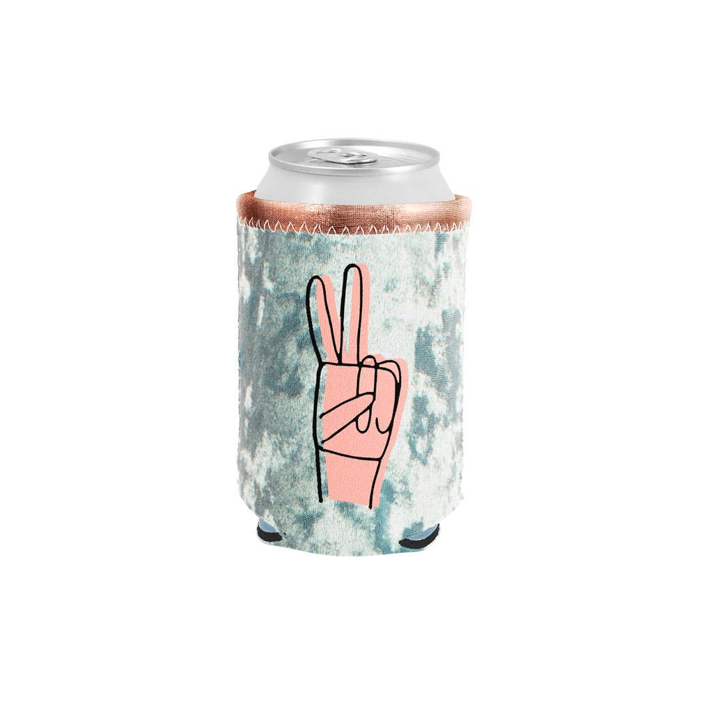 Metallic and Velvet Can Coolers: Peace Sign