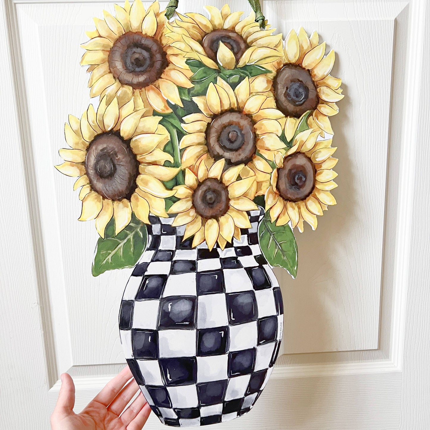 Sunflower Check Vase Door Hanger