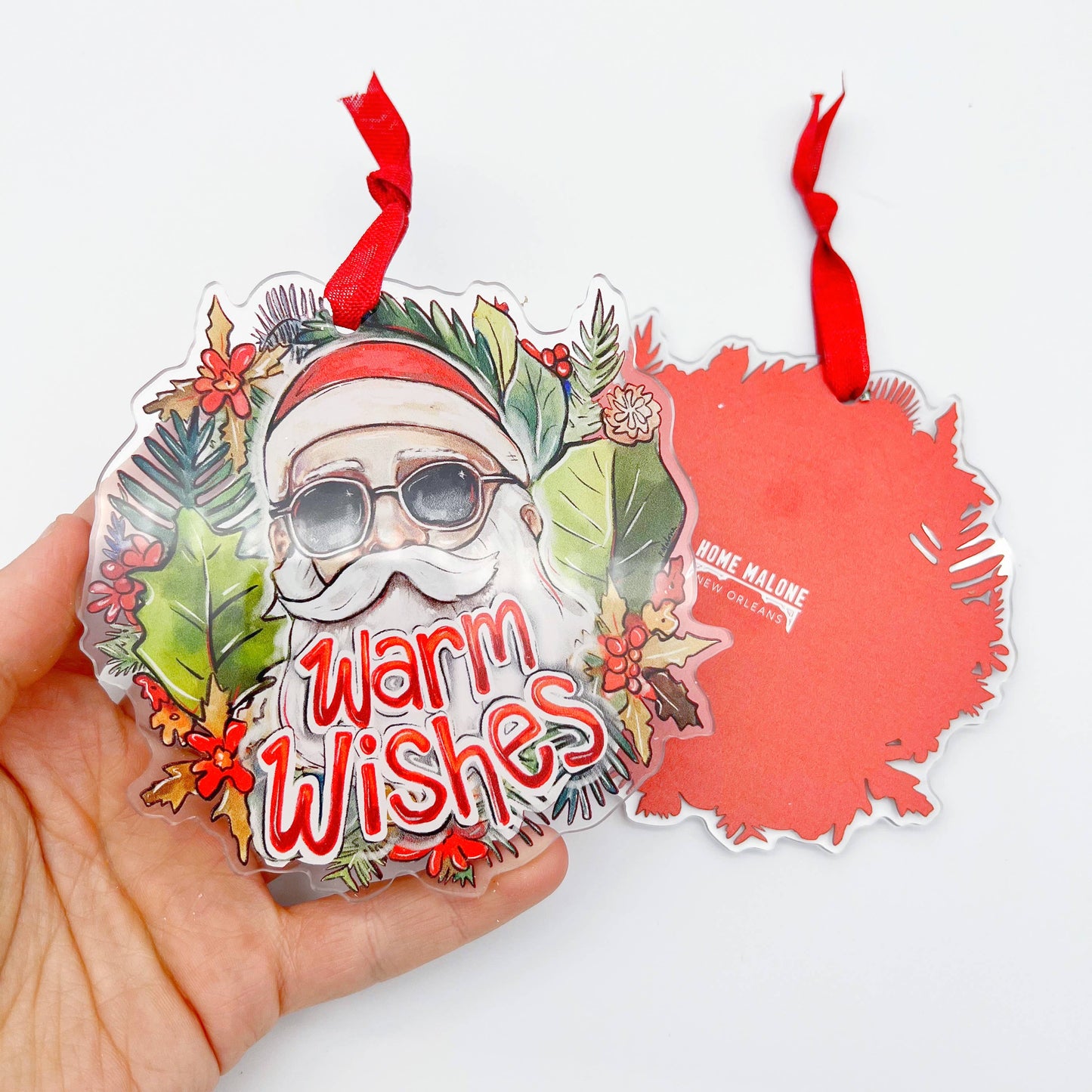 Warm Wishes Tropical Santa Acrylic Ornament