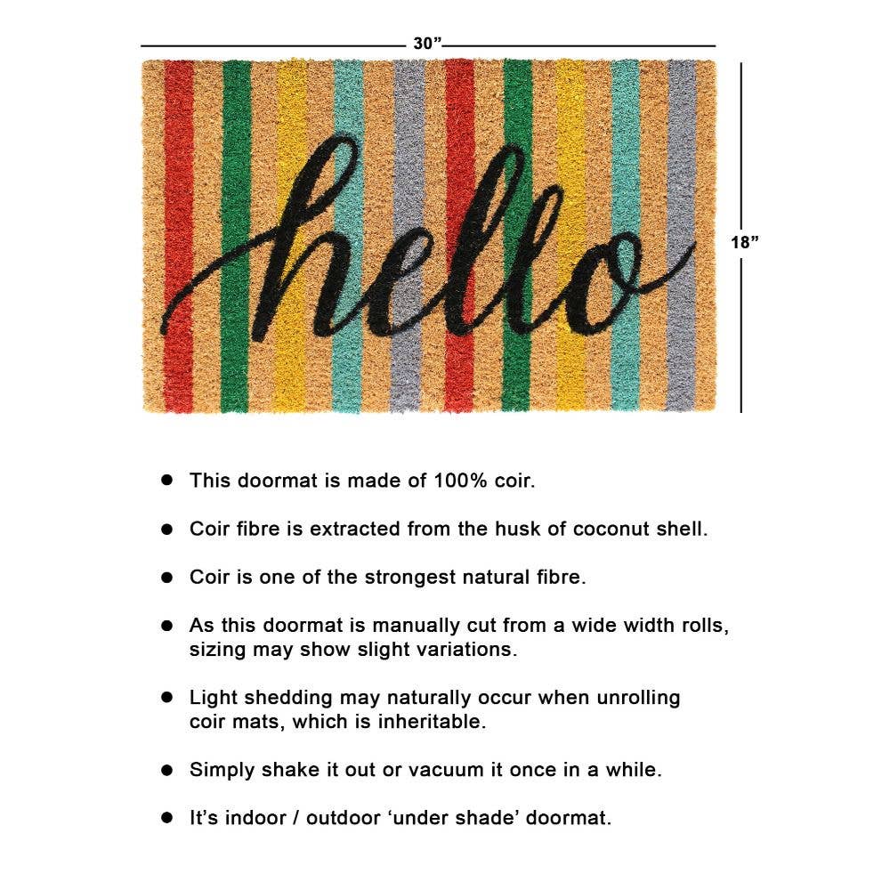 Hello Striped Colorful Doormat