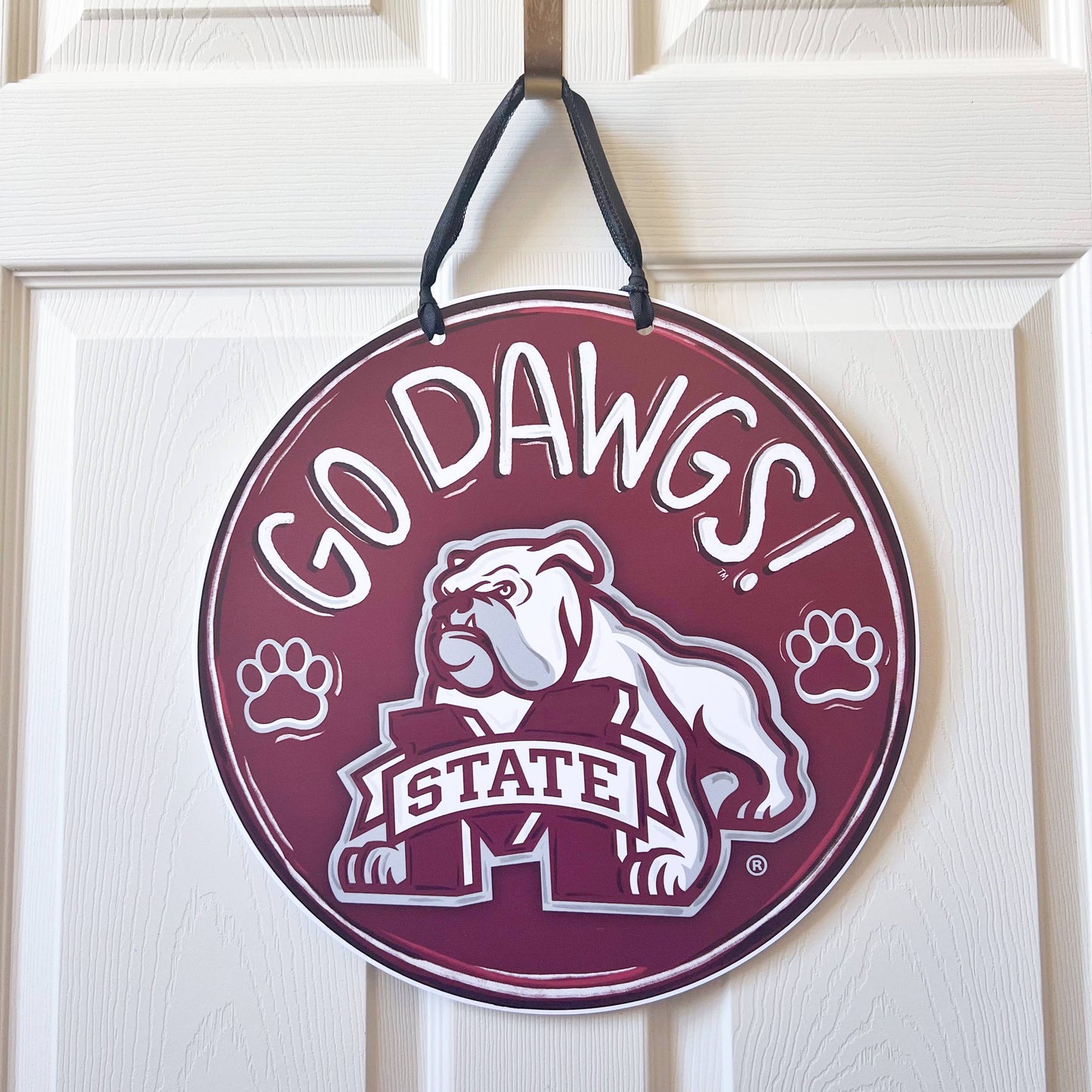 Mississippi Bulldogs Round Door Hanger