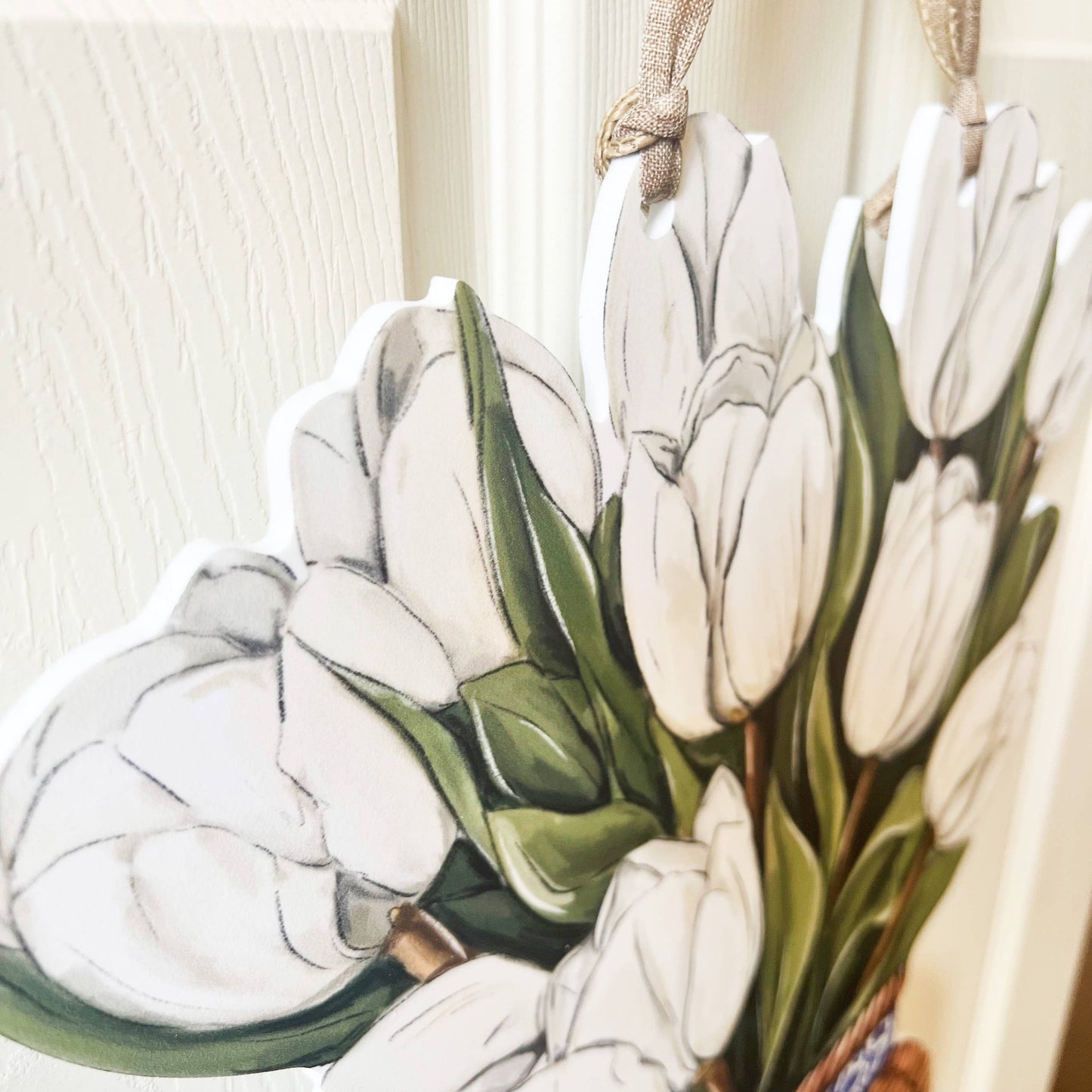 White Tulips Door Hanger