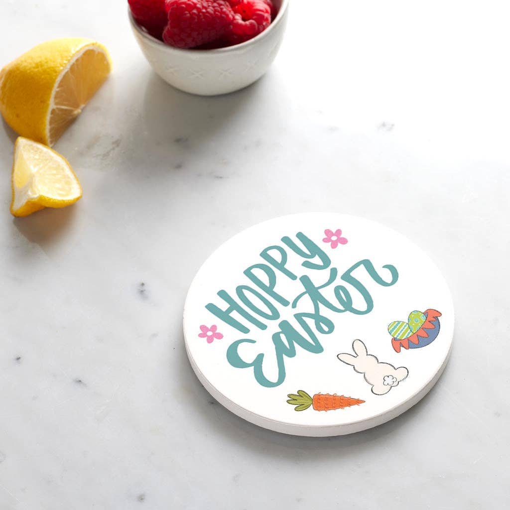 Ceramic Round Coaster-Hoppy Easter