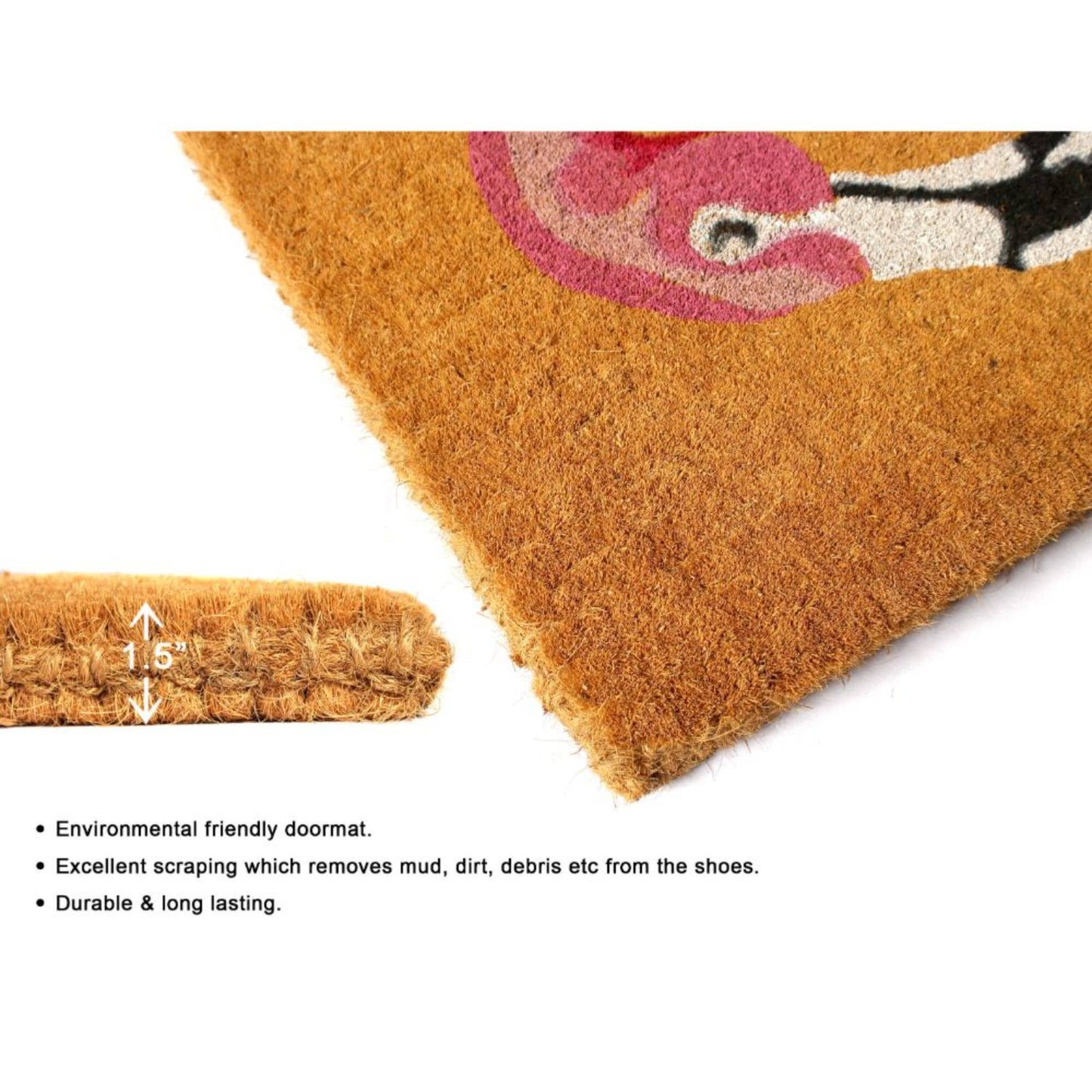 Pink Flamingo Welcome Coir Doormat