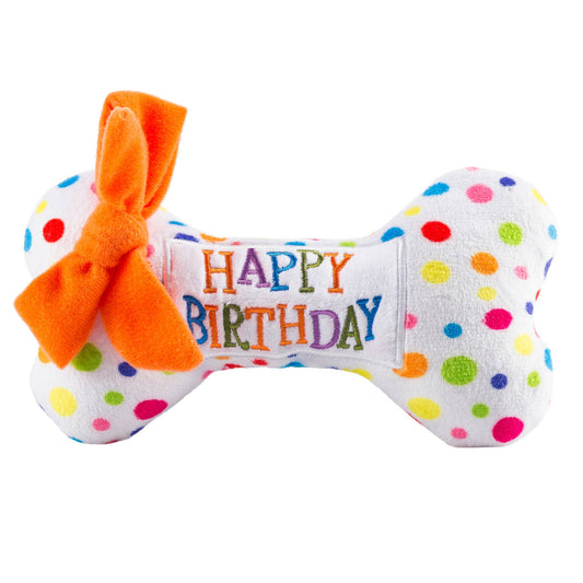 Happy Birthday Bone Squeaker Dog Toy