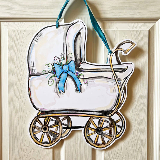 Baby Carriage Door Hanger - Blue