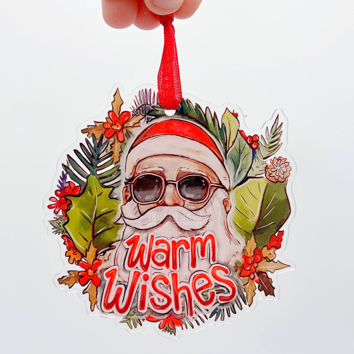 Warm Wishes Tropical Santa Acrylic Ornament