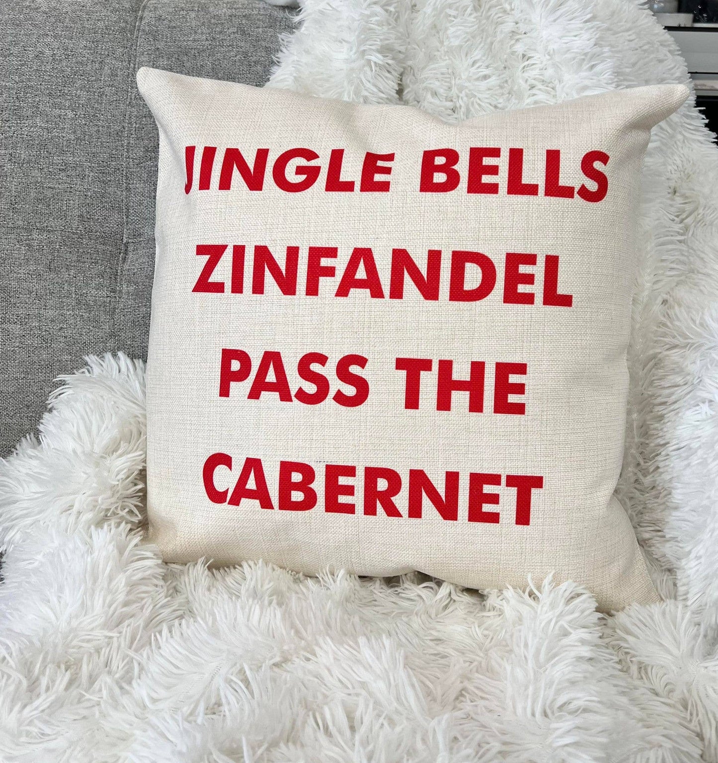 Jingle Bells Wine Christmas Pillow