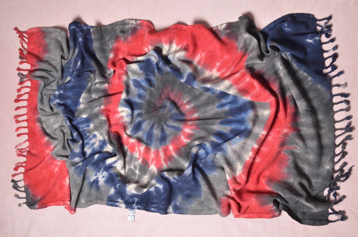 Tie Dye Turkish Towel - Red & Blue Spiral