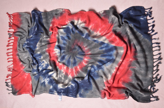 Tie Dye Turkish Towel - Red & Blue Spiral